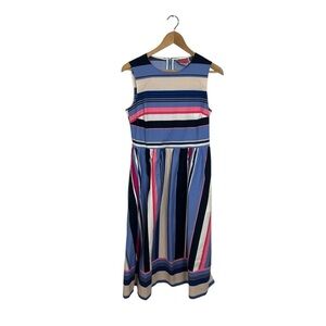 Kate Spade Iconic Colorful Berber Fit & Flare Striped Exposed Zipper Dress Sz 4